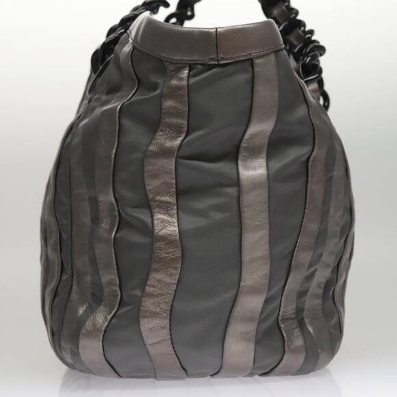 PRADA Hs PRADA Jacquard Shoulder Bag Leather Silver Ff4583 Ws4583 Ff4583 Ws4583 - Picture 5 of 9